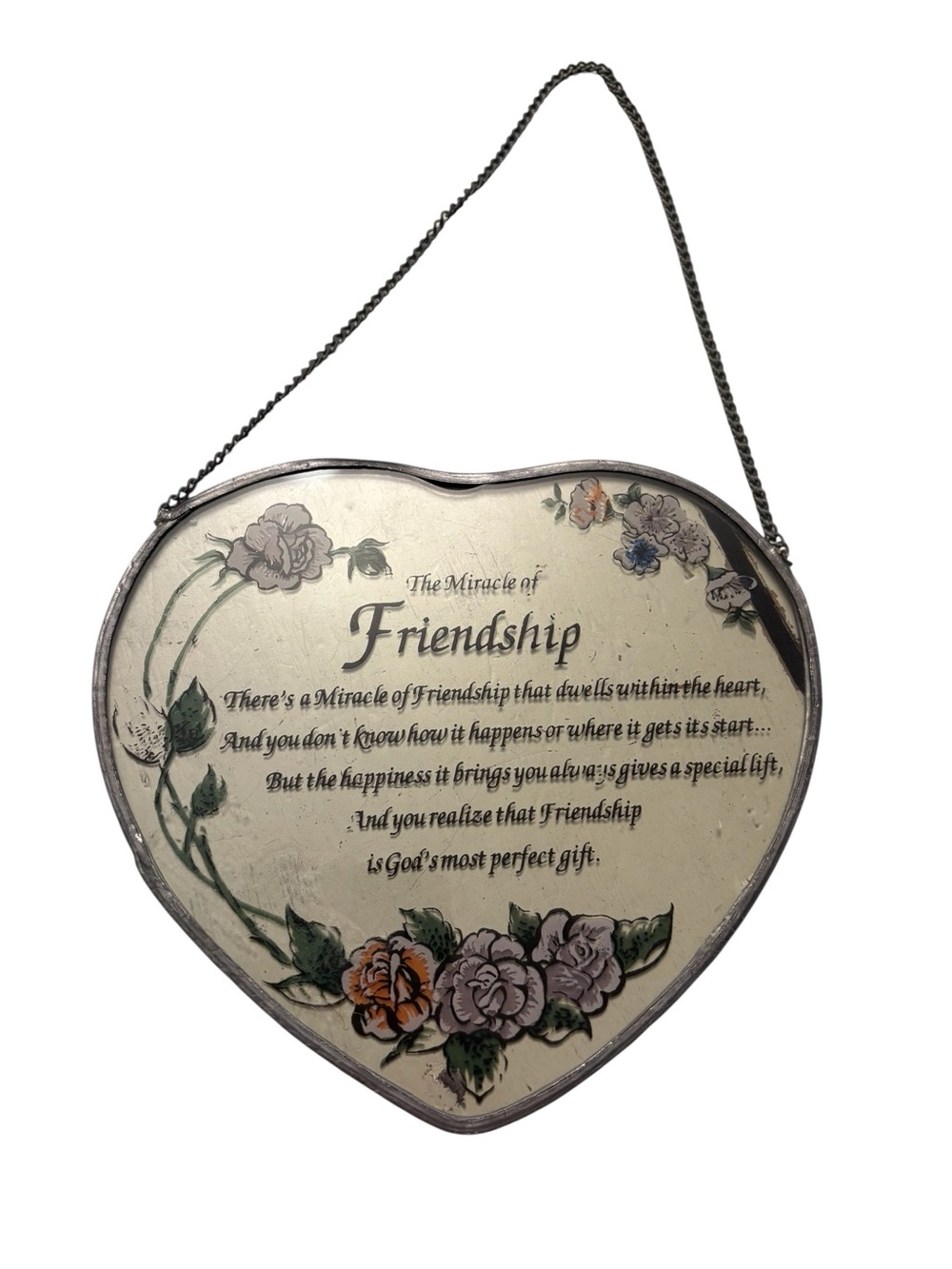 Heart-Shaped Friendship Light Catcher Cream with Floral Accents